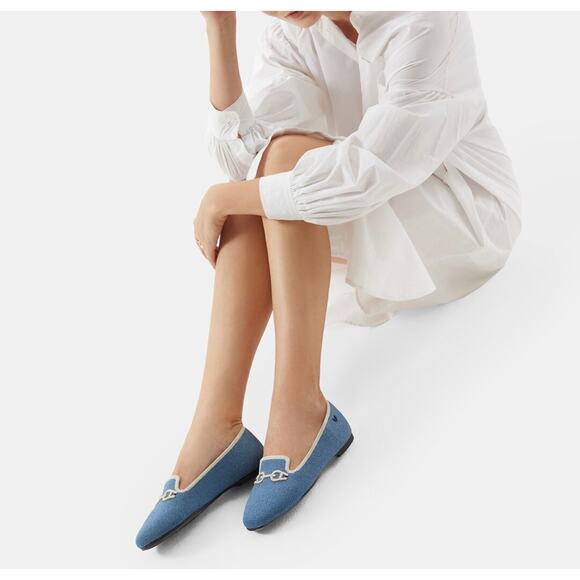 ✖️SOLD✖️Vivaia Knitted Blue Round-Toe Patterned Loafers - Picture 4 of 13